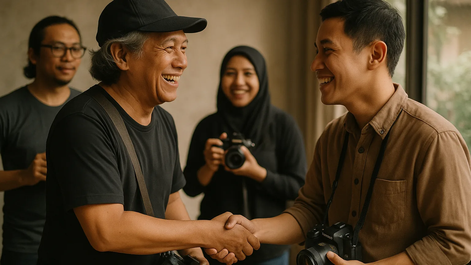 Anggota lama menyambut hangat anggota baru di kopi darat komunitas