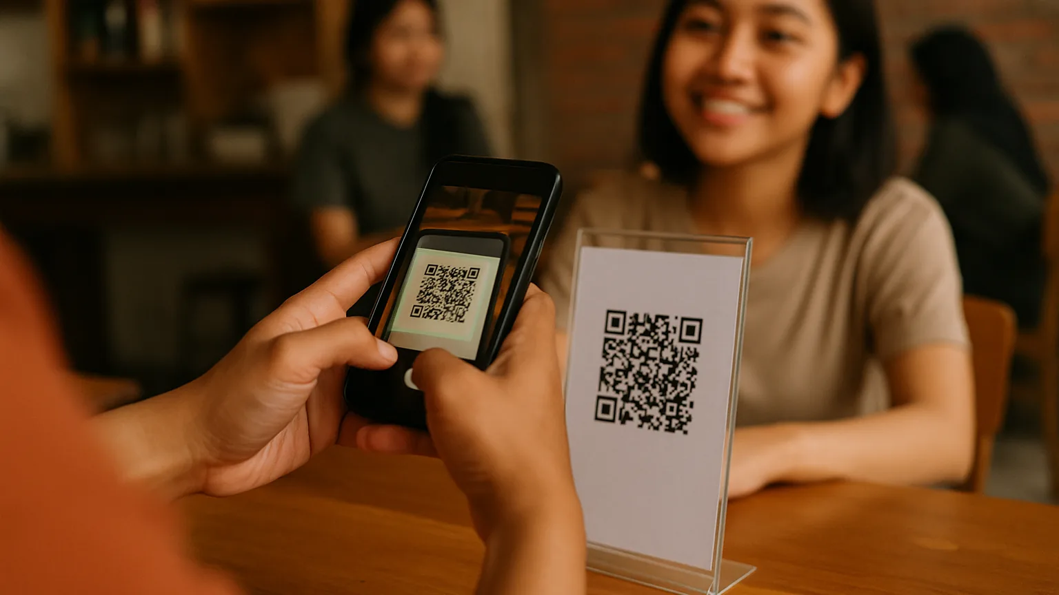 A member paying membership dues quickly on a phone with a QR code