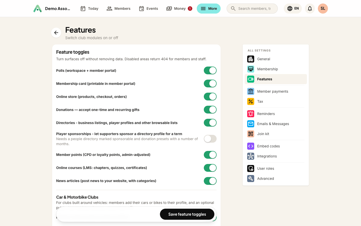Settings → Features - tick News articles to switch it on