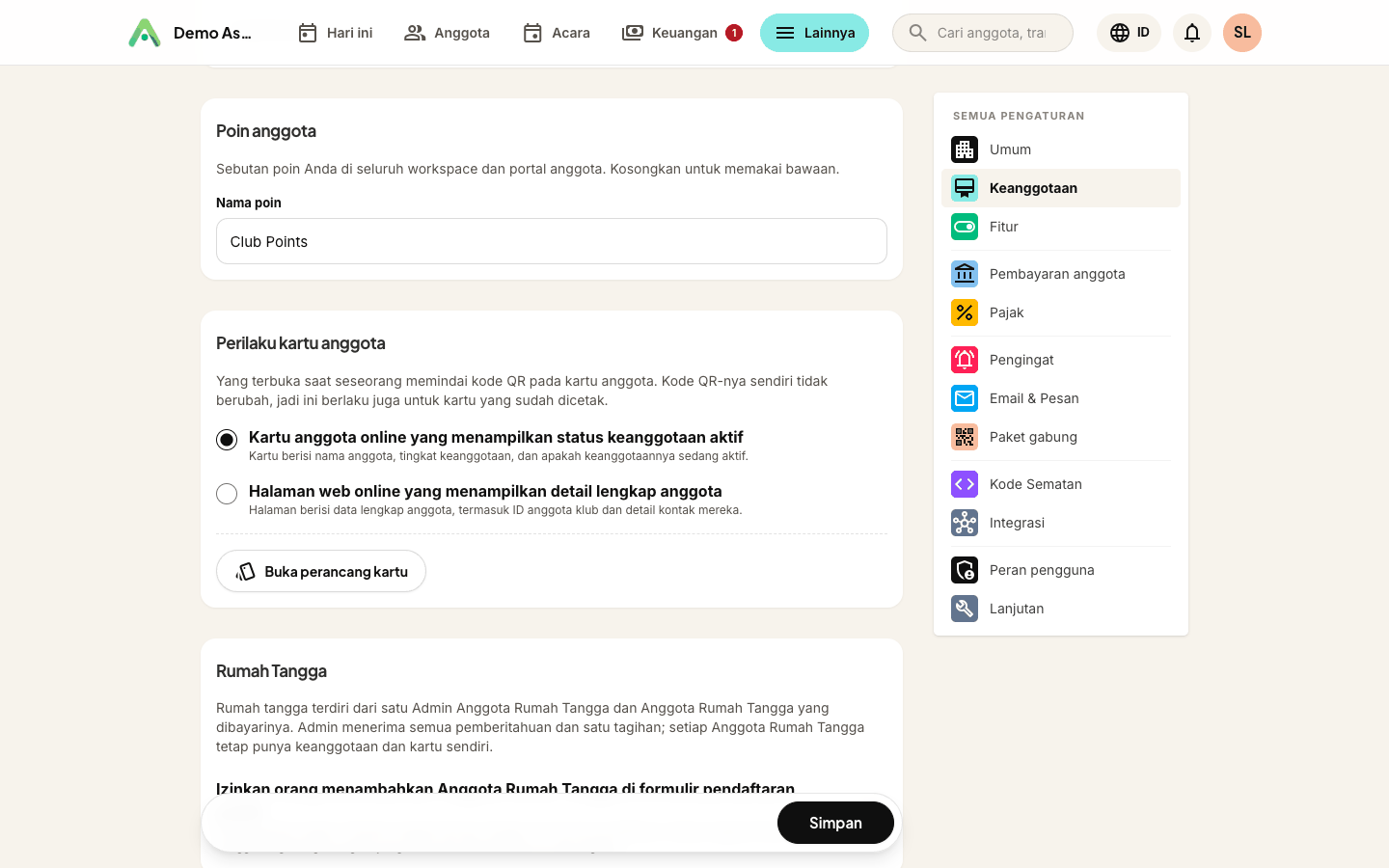 Memberi nama poin di Pengaturan → Keanggotaan - nama mengalir ke seluruh workspace