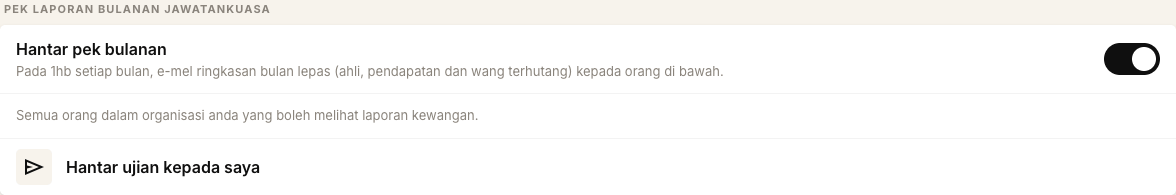 Tetapan pek laporan bulanan jawatankuasa di halaman Laporan