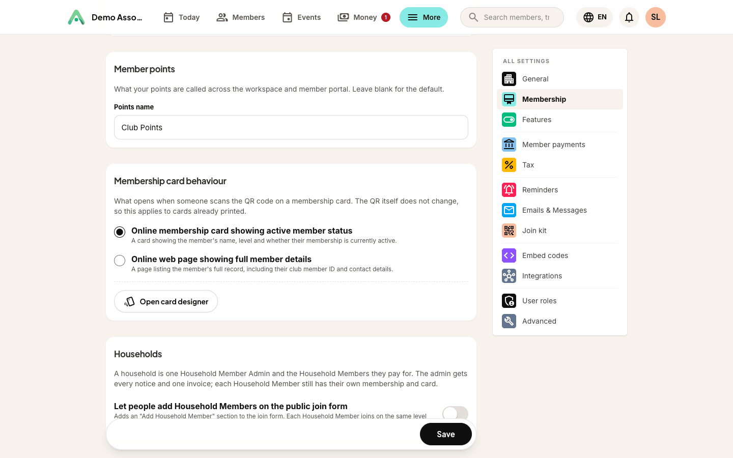 Naming your points in Settings → Membership - the name flows through the whole workspace