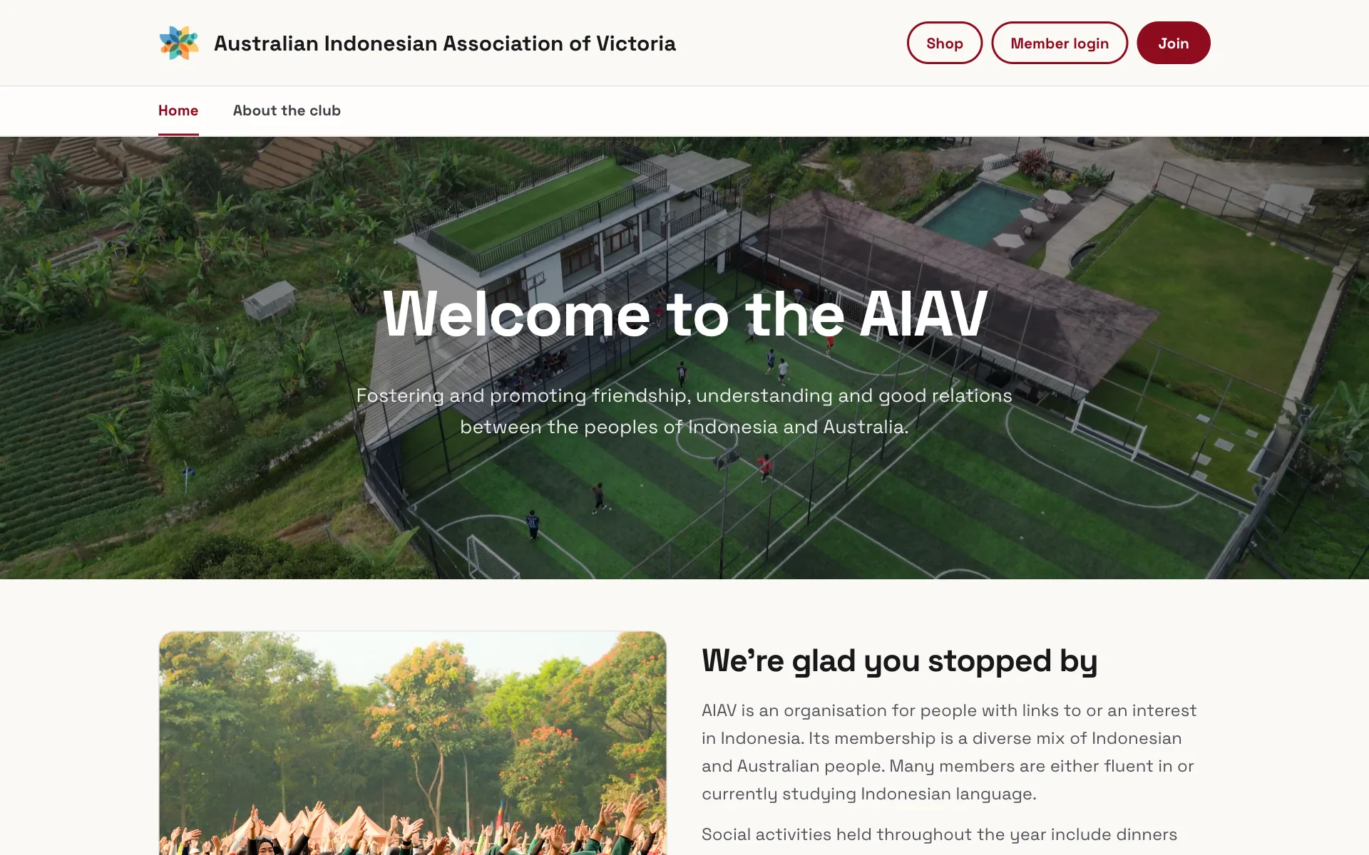 Situs web terbitan Anggota - Australian Indonesian Association of Victoria, dengan keanggotaan, acara, dan pendaftaran menyatu dalam satu halaman