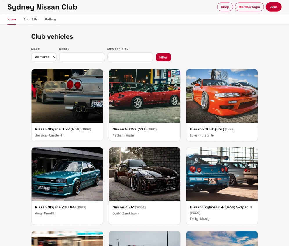 The public vehicle directory - Sydney Nissan Club's member garage