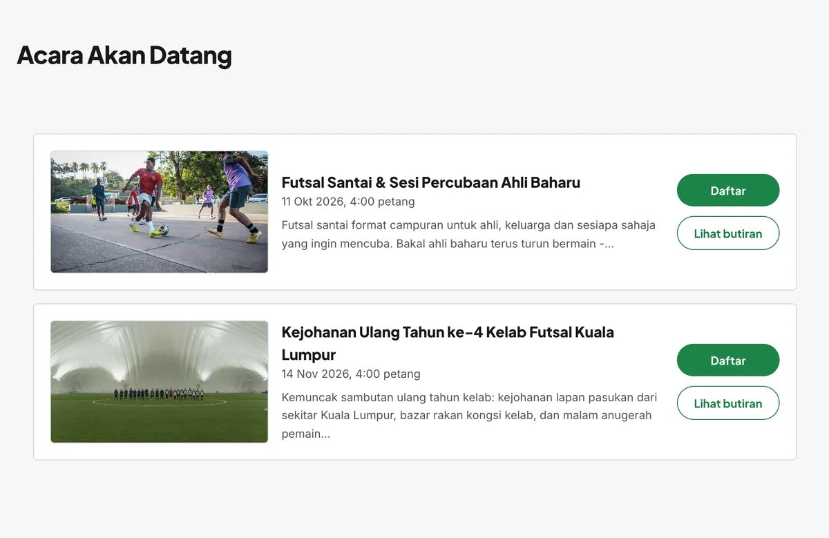 Daripada sesi latihan ke kejohanan