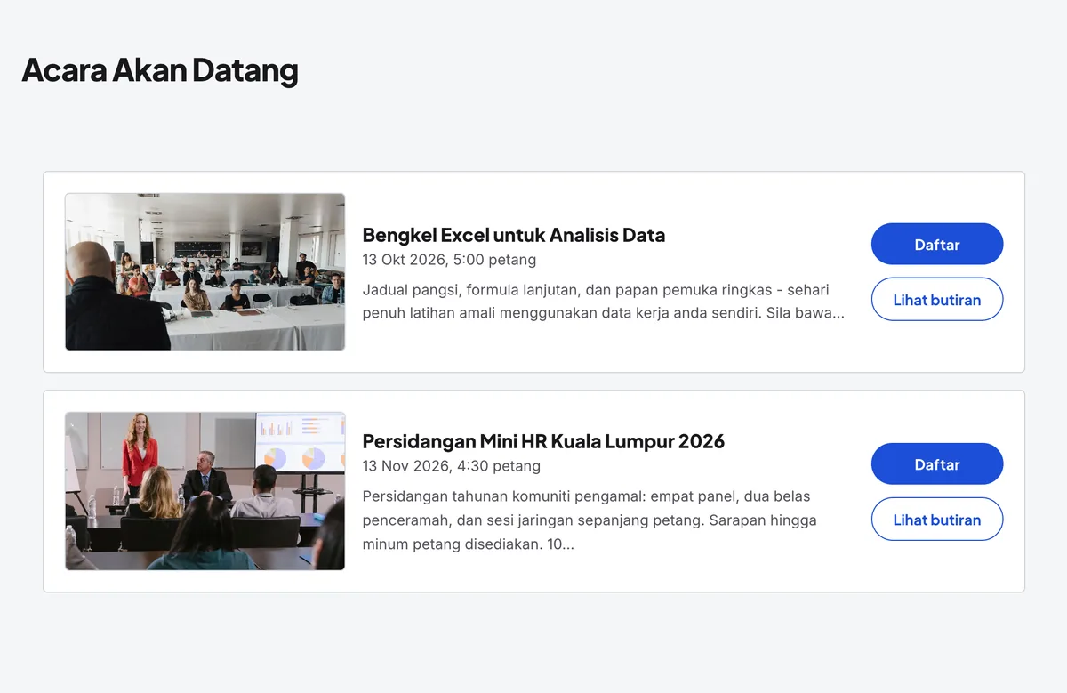 Daripada kursus pertama ke kalendar penuh