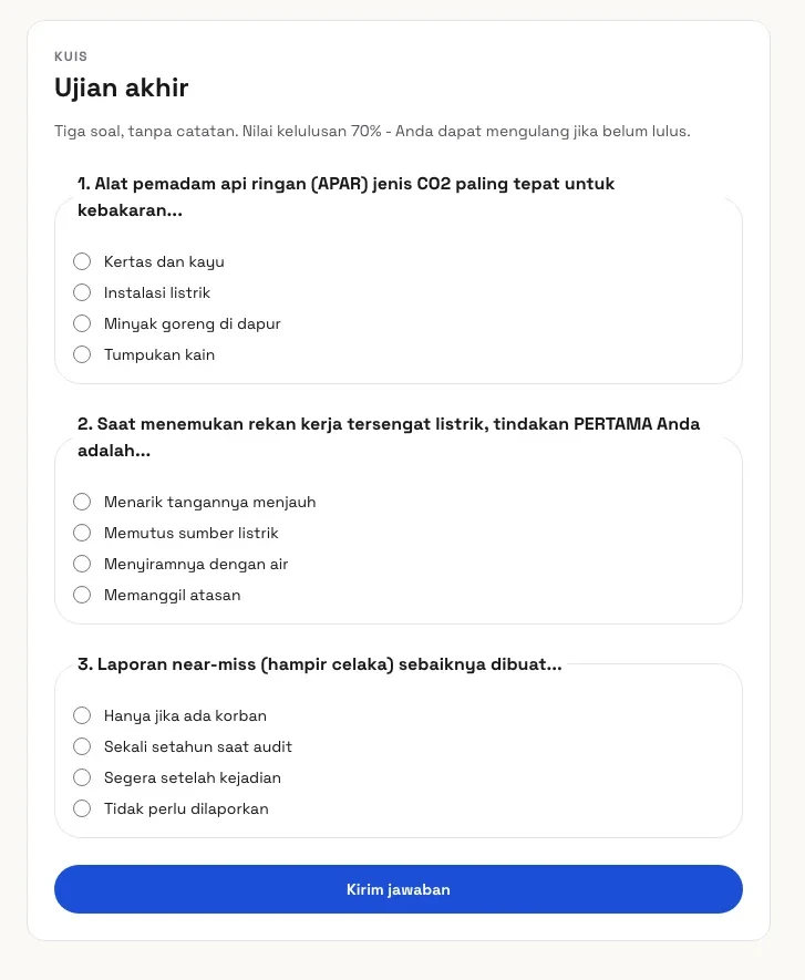 Ujiannya - penilaian instan terhadap nilai kelulusan Anda