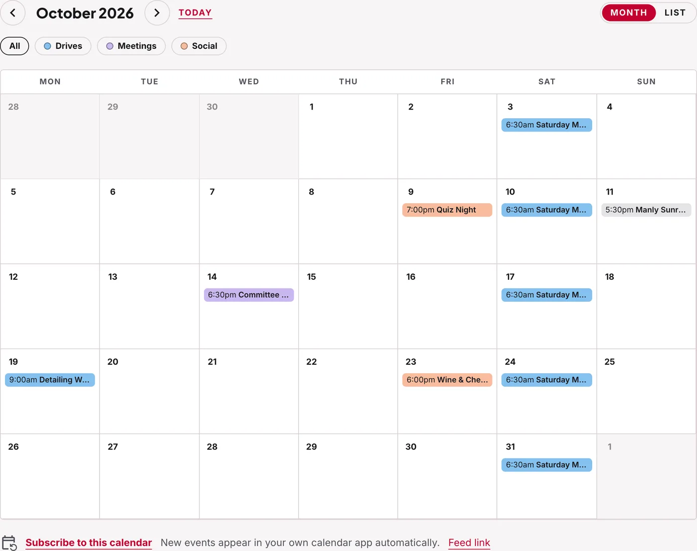 Every event on one calendar