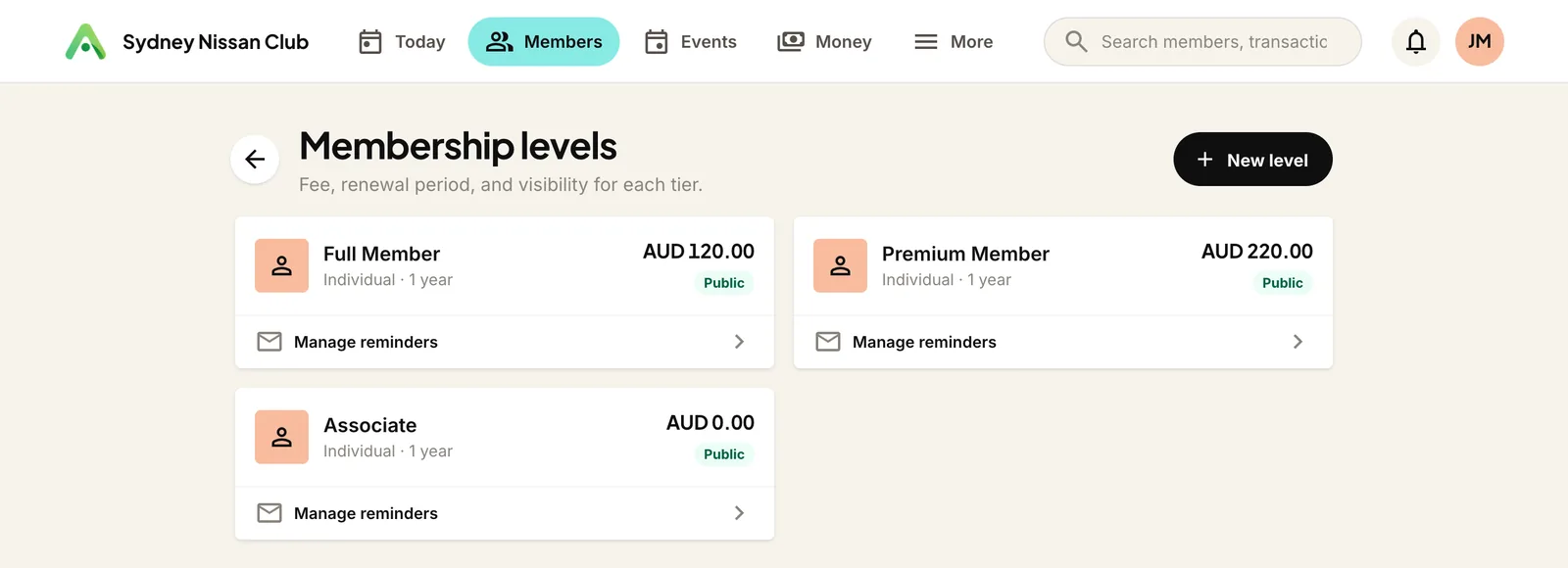 Levels for every kind of member