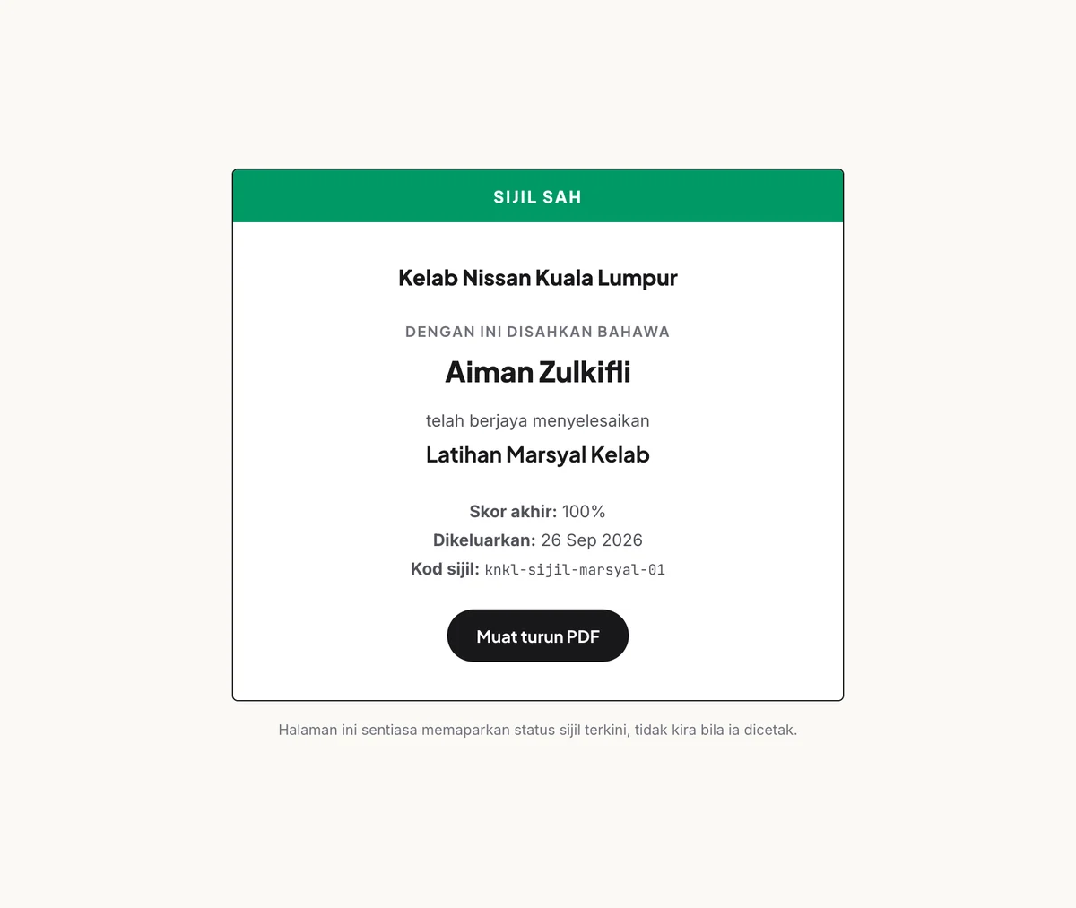 Sijil yang tahan diperiksa