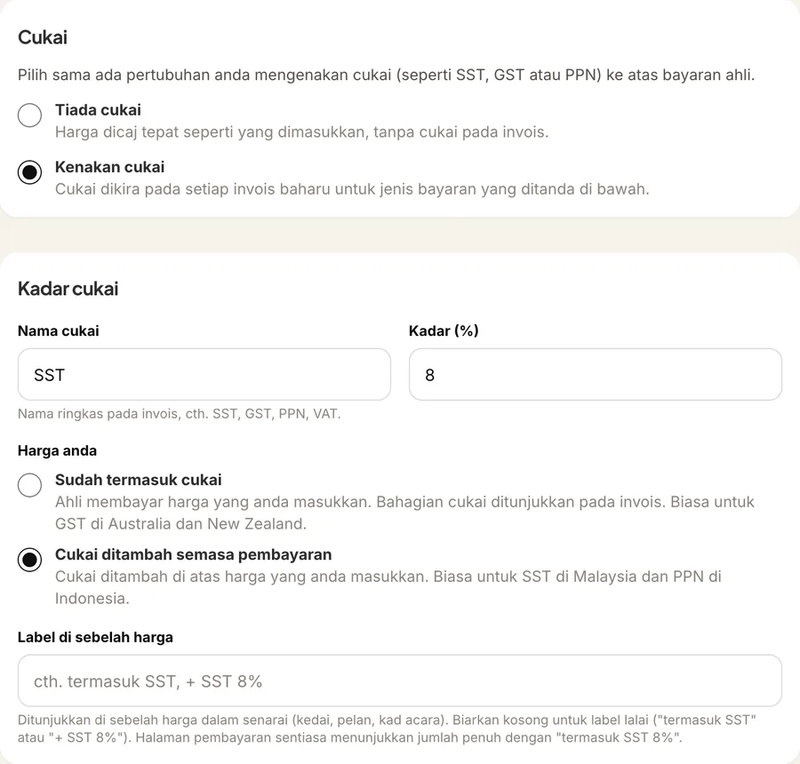 Cukai, ditetapkan sekali sahaja