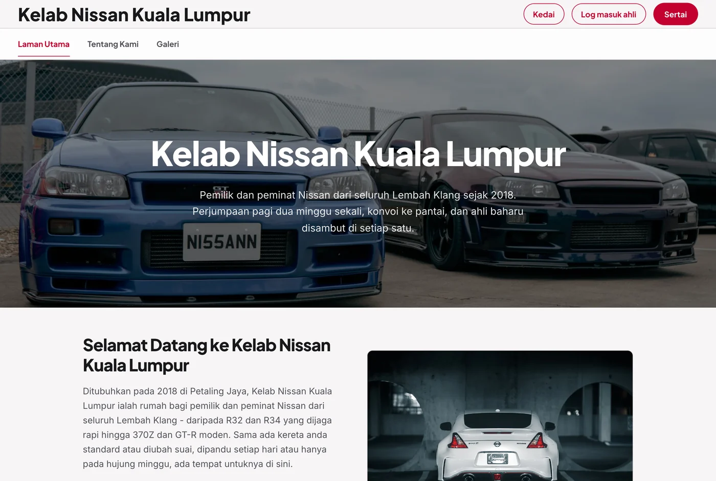 Laman web kelab yang dibina dengan pembina laman web Anggota