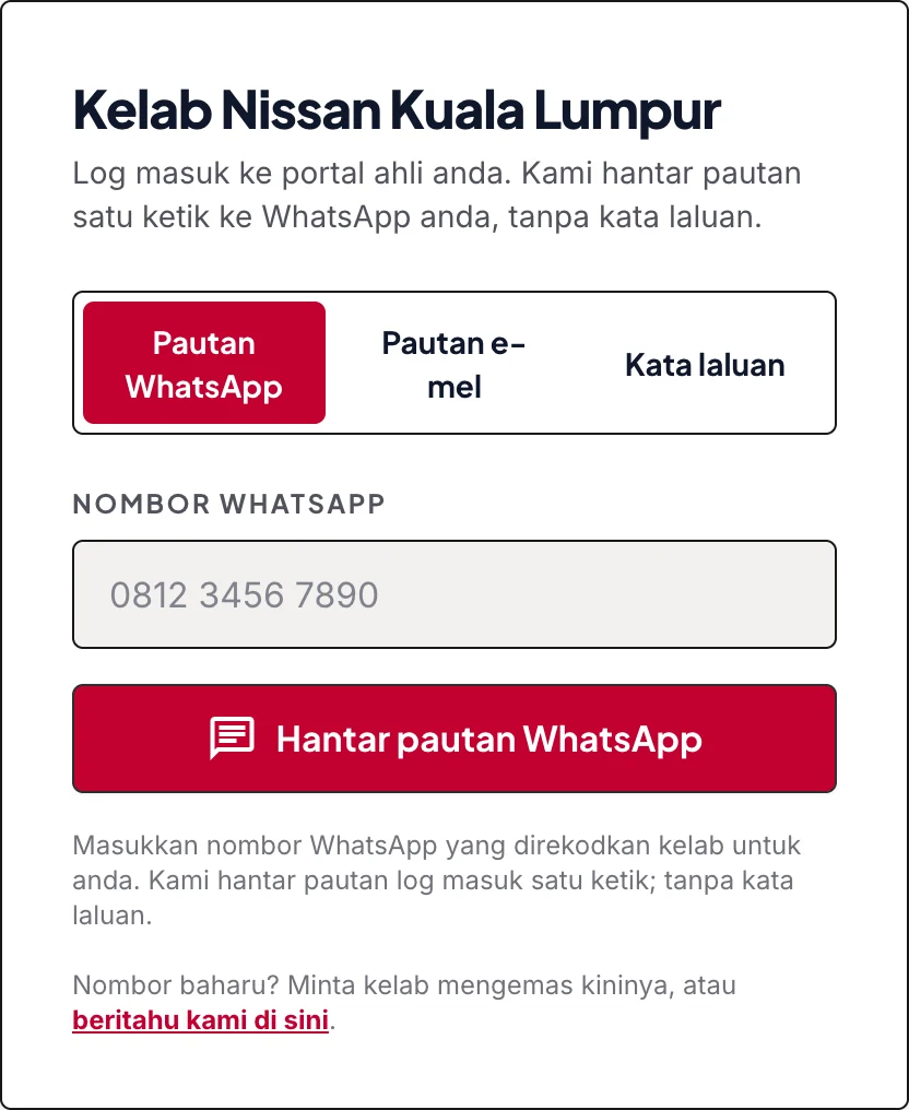 Log masuk dengan satu ketikan, bukan kata laluan