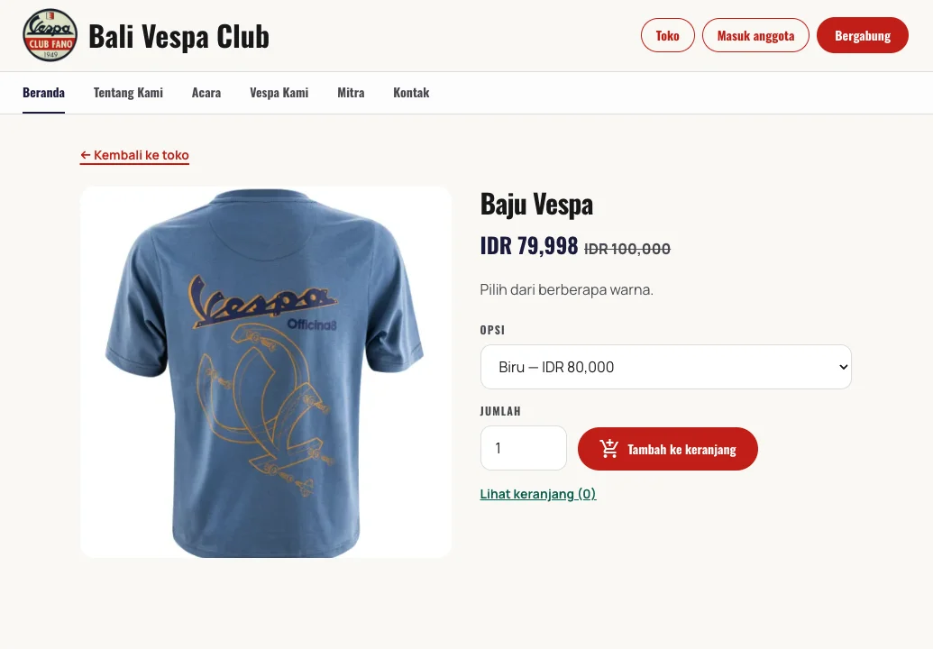 Etalase dengan warna klub Anda