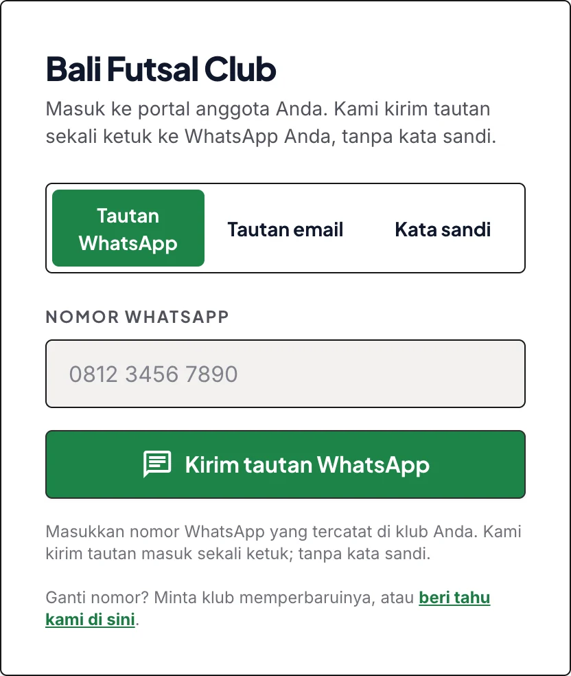 Masuk dengan satu ketukan, bukan kata sandi